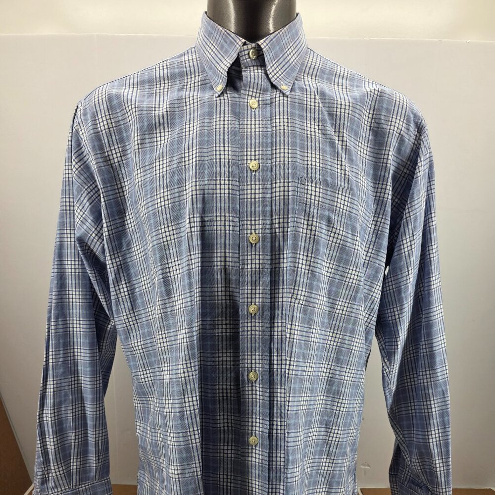 Gitman Bros Mens Plaid Long Sleeve Collared Button Down Shirt Size Large